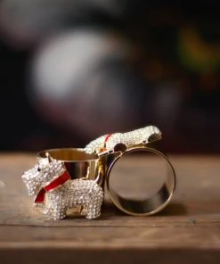 TRISH SCULLY HOME SCOTTIE DOG NAPKIN RING SET OF 2