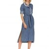 TRISH SCULLY WOMEN LEA BUTTON DOWN MAXI DRESS CHAMBRAY