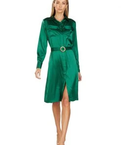 TRISH SCULLY WOMEN BLAKESLEY SHIRT DRESS EMERALD