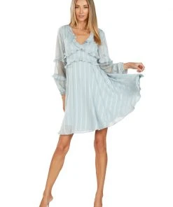 TRISH SCULLY LARA DRESS STEEL BLUE