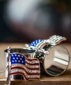 TRISH SCULLY AMERICAN FLAG NAPKIN RING SET OF 2 HOME