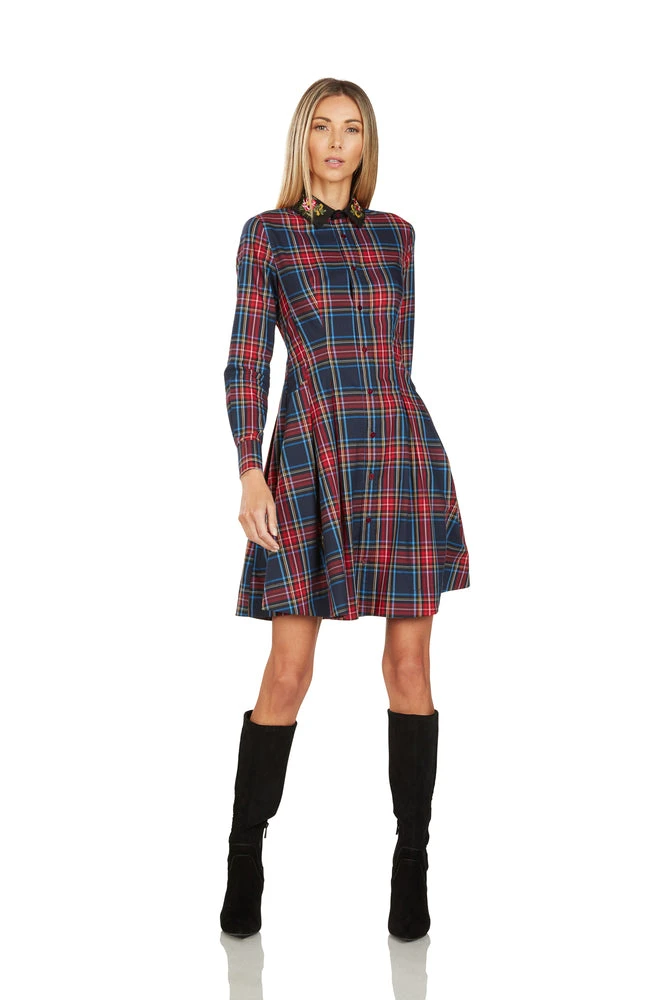 TRISH SCULLY HOME TRACY EMBROIDERED COLLAR TARTAN DRESS 3 TRISH SCULLY HOME TRACY EMBROIDERED COLLAR TARTAN DRESS