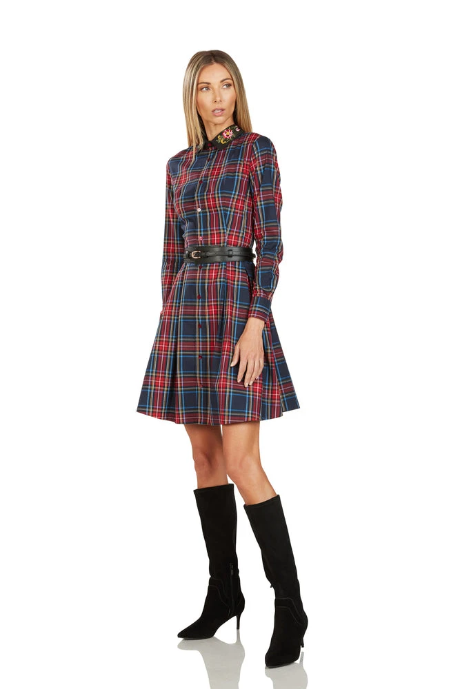 TRISH SCULLY HOME TRACY EMBROIDERED COLLAR TARTAN DRESS 6 TRISH SCULLY HOME TRACY EMBROIDERED COLLAR TARTAN DRESS