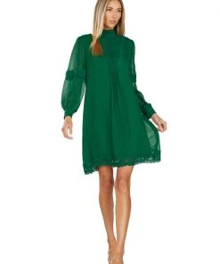 TRISH SCULLY HOME THEODORA SHIFT DRESS EMERALD GREEN