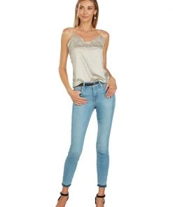 TRISH SCULLY HOME VICTORIA EMBROIDERED SATIN CAMISOLE IVORY WOMEN