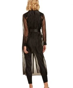 TRISH SCULLY HOME GIULIANA BUTTON DOWN DUSTER BLACK WOMEN