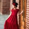 TRISH SCULLY HOME GIRLS MEGHAN GOWN CRIMSON