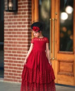 TRISH SCULLY HOME GIRLS MEGHAN GOWN CRIMSON