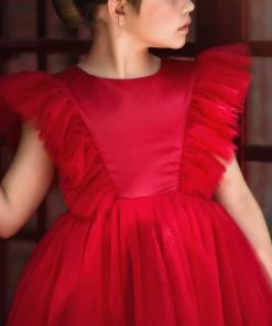 TRISH SCULLY MILLY DRESS CRIMSON GIRLS