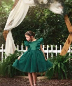 TRISH SCULLY GIRLS MILLY DRESS EMERALD