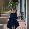 TRISH SCULLY GIRLS LILY DRESS NAVY VELVET