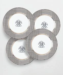 TRISH SCULLY HOME GLEN PLAID APPETIZER PLATES-4PC. SET