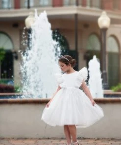 TRISH SCULLY GIRLS MILLY DRESS WHITE