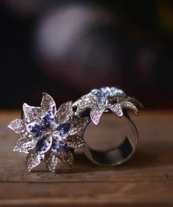 TRISH SCULLY LA FLEUR BLEUE NAPKIN RING SET OF 2 HOME