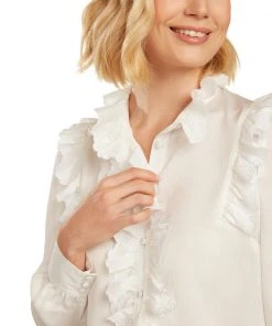 TRISH SCULLY WOMEN CASSANDRA BLOUSE WHITE 10 TRISH SCULLY WOMEN CASSANDRA BLOUSE WHITE