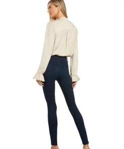 TRISH SCULLY HOME MAYA TUXEDO PLEATED BLOUSE GOLD