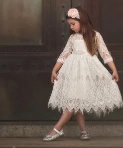 TRISH SCULLY HOME BELLA RAFAELA DRESS & BELT SET- ANTIQUE WHITE GIRLS