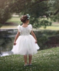 TRISH SCULLY GIRLS BIANCA DRESS WHITE