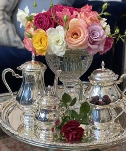 TRISH SCULLY SILVER PLATED 4PC. BALMORAL COFFEE/TEA SERVICE 13 TRISH SCULLY SILVER PLATED 4PC. BALMORAL COFFEE/TEA SERVICE