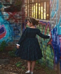 TRISH SCULLY GIRLS LOLA DRESS BLACK WATCH TARTAN