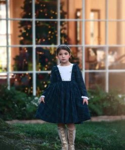 TRISH SCULLY GIRLS LOLA DRESS BLACK WATCH TARTAN