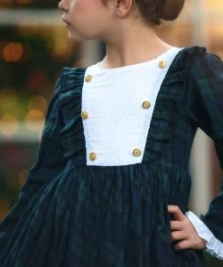 TRISH SCULLY GIRLS LOLA DRESS BLACK WATCH TARTAN