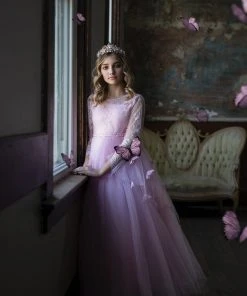 TRISH SCULLY HOME GIRLS MARIPOSA GOWN PINK