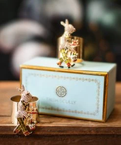TRISH SCULLY HOME MARTINI RABBIT NAPKIN RING SET OF 2
