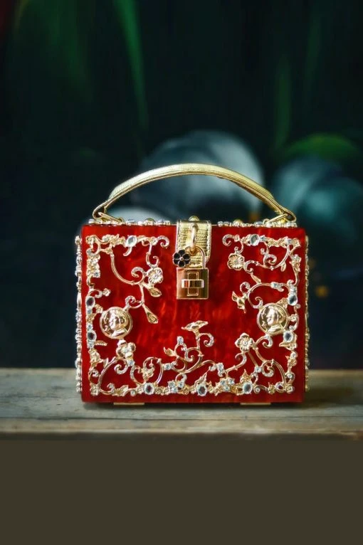 TRISH SCULLY HOME RED ACRYLIC JEWELED PURSE WOMEN 2 TRISH SCULLY HOME RED ACRYLIC JEWELED PURSE WOMEN