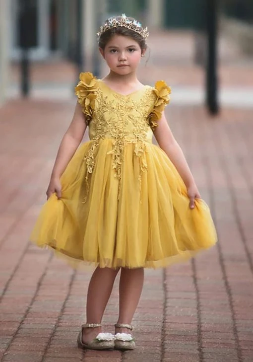 TRISH SCULLY BIANCA DRESS MUSTARD GIRLS