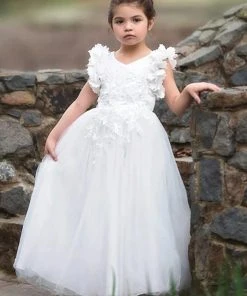 TRISH SCULLY GIRLS BIANCA GOWN WHITE