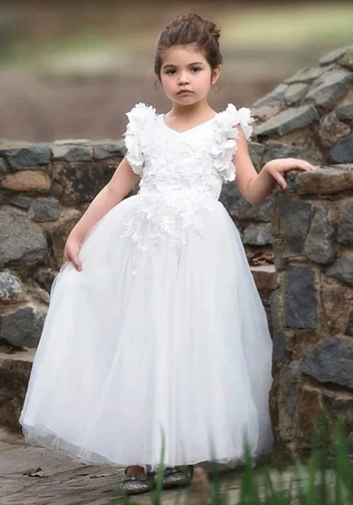 TRISH SCULLY GIRLS BIANCA GOWN WHITE