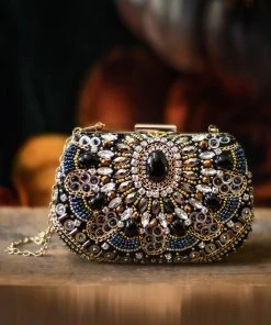 TRISH SCULLY HOME WOMEN VINTAGE BLACK BEADED CLUTCH