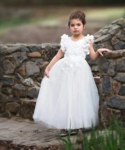 TRISH SCULLY GIRLS BIANCA GOWN WHITE