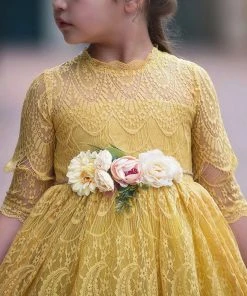 TRISH SCULLY HOME GIRLS BELLA RAFAELA DRESS & BELT SET TURMERIC