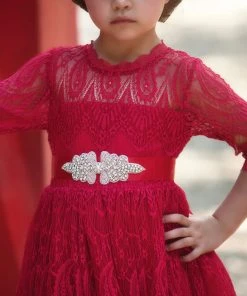 TRISH SCULLY HOME BELLA RAFAELA GOWN & BELT CRIMSON GIRLS