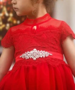 TRISH SCULLY ARIANA GOWN & BELT SET CRIMSON Girls 2T-6