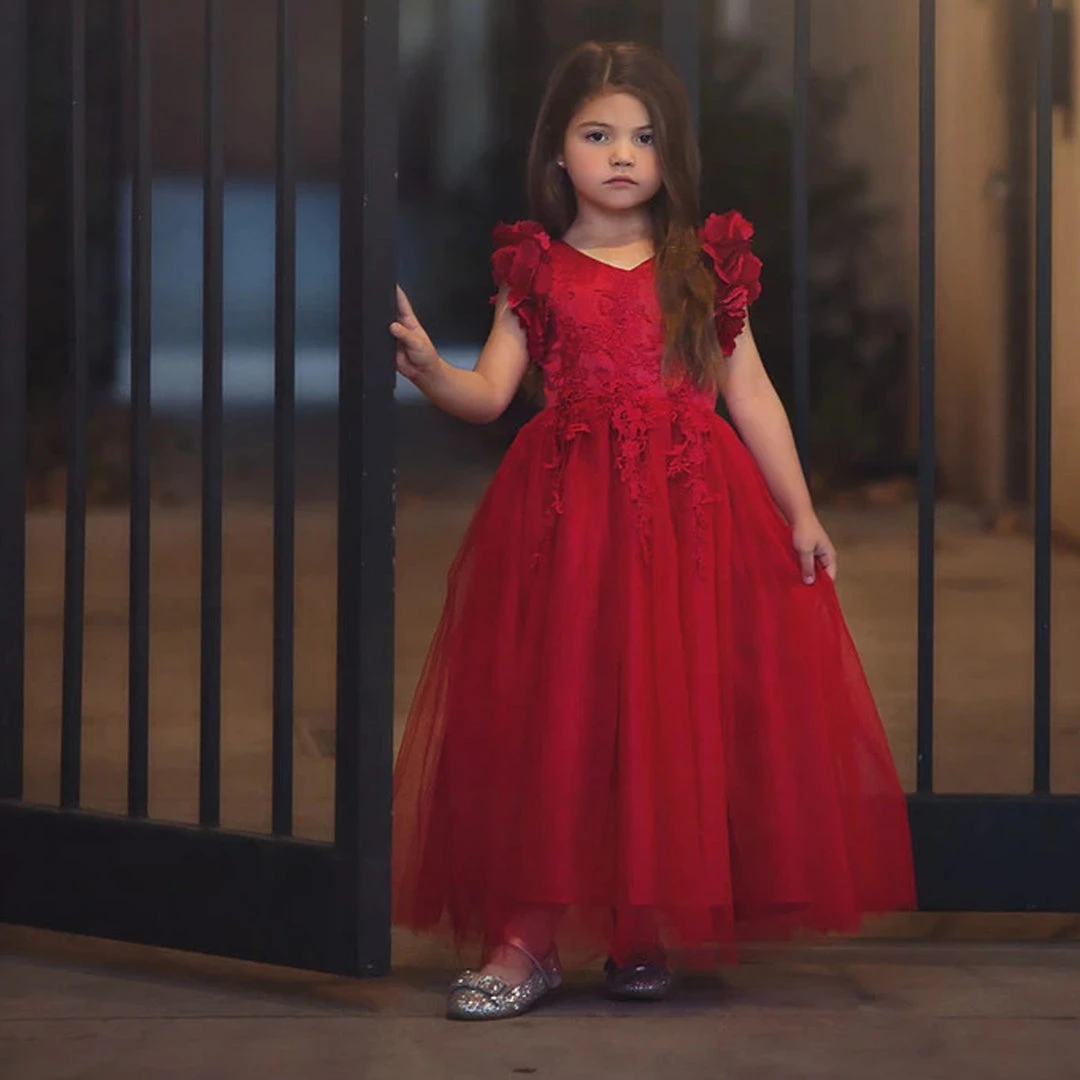 TRISH SCULLY GIRLS BIANCA GOWN CRIMSON 4 TRISH SCULLY GIRLS BIANCA GOWN CRIMSON