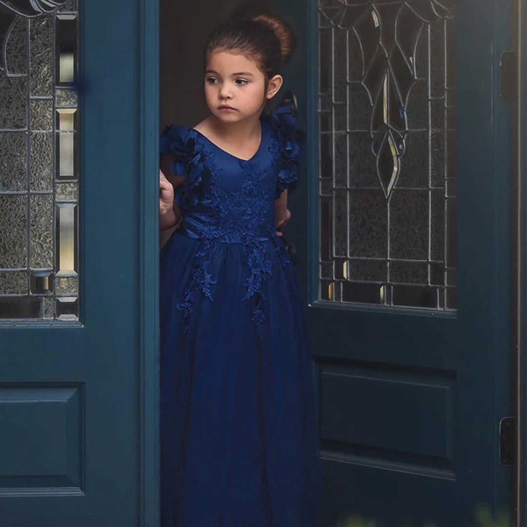 TRISH SCULLY BIANCA GOWN NAVY GIRLS 7 TRISH SCULLY BIANCA GOWN NAVY GIRLS