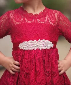 TRISH SCULLY HOME BELLA RAFAELA DRESS & BELT SET-CRIMSON