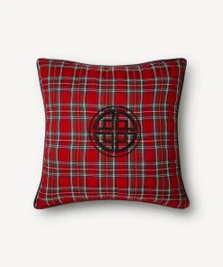 TRISH SCULLY ROYAL STEWART TARTAN EMBROIDERED PILLOW CASE HOME