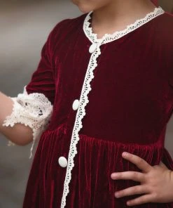 TRISH SCULLY Spring/Summer 2022 ROSALINA DRESS BURGUNDY VELVET