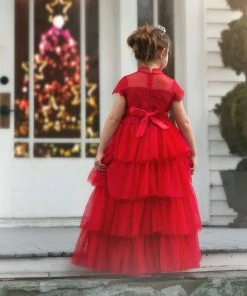 TRISH SCULLY ARIANA GOWN & BELT SET CRIMSON Girls 2T-6