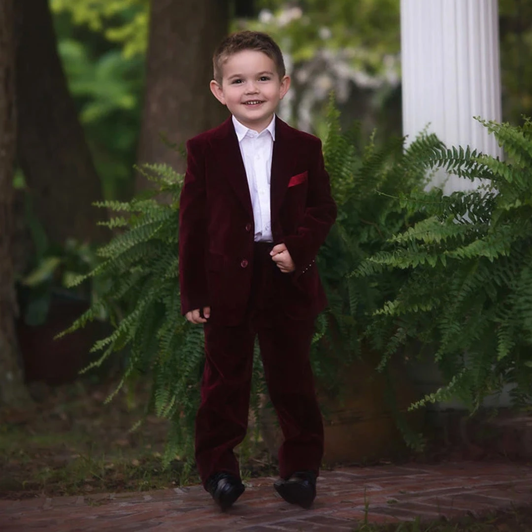TRISH SCULLY BOYS BARCLAY SUIT BURGUNDY VELVET 3PC SET 6 TRISH SCULLY BOYS BARCLAY SUIT BURGUNDY VELVET 3PC SET
