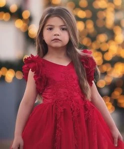 TRISH SCULLY GIRLS BIANCA GOWN CRIMSON 11 TRISH SCULLY GIRLS BIANCA GOWN CRIMSON