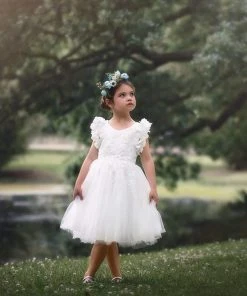 TRISH SCULLY GIRLS BIANCA DRESS WHITE