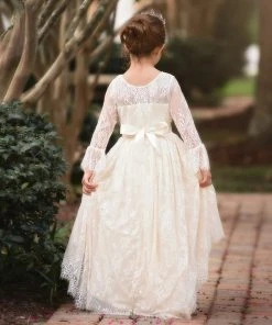 TRISH SCULLY AINSLEY DRESS & BELT SET IVORY GIRLS