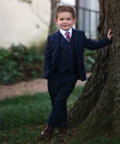 TRISH SCULLY BOYS NAVY BLUE BROOKS SUIT 3PC. SET