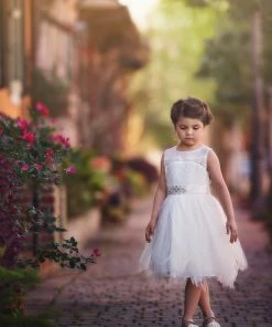 TRISH SCULLY FRANCESCA DRESS & BELT SET WHITE GIRLS