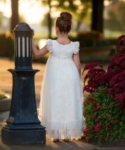 TRISH SCULLY HOME GIRLS CLARA GOWN WHITE